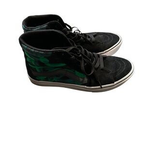 Unisex Vans Black and Green High-Top Sneakers - Size Men’s 8.5/Women’s 10